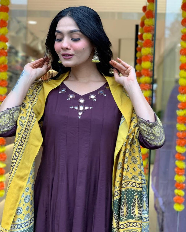 Anarkali Kurta Set With Saganeri Print