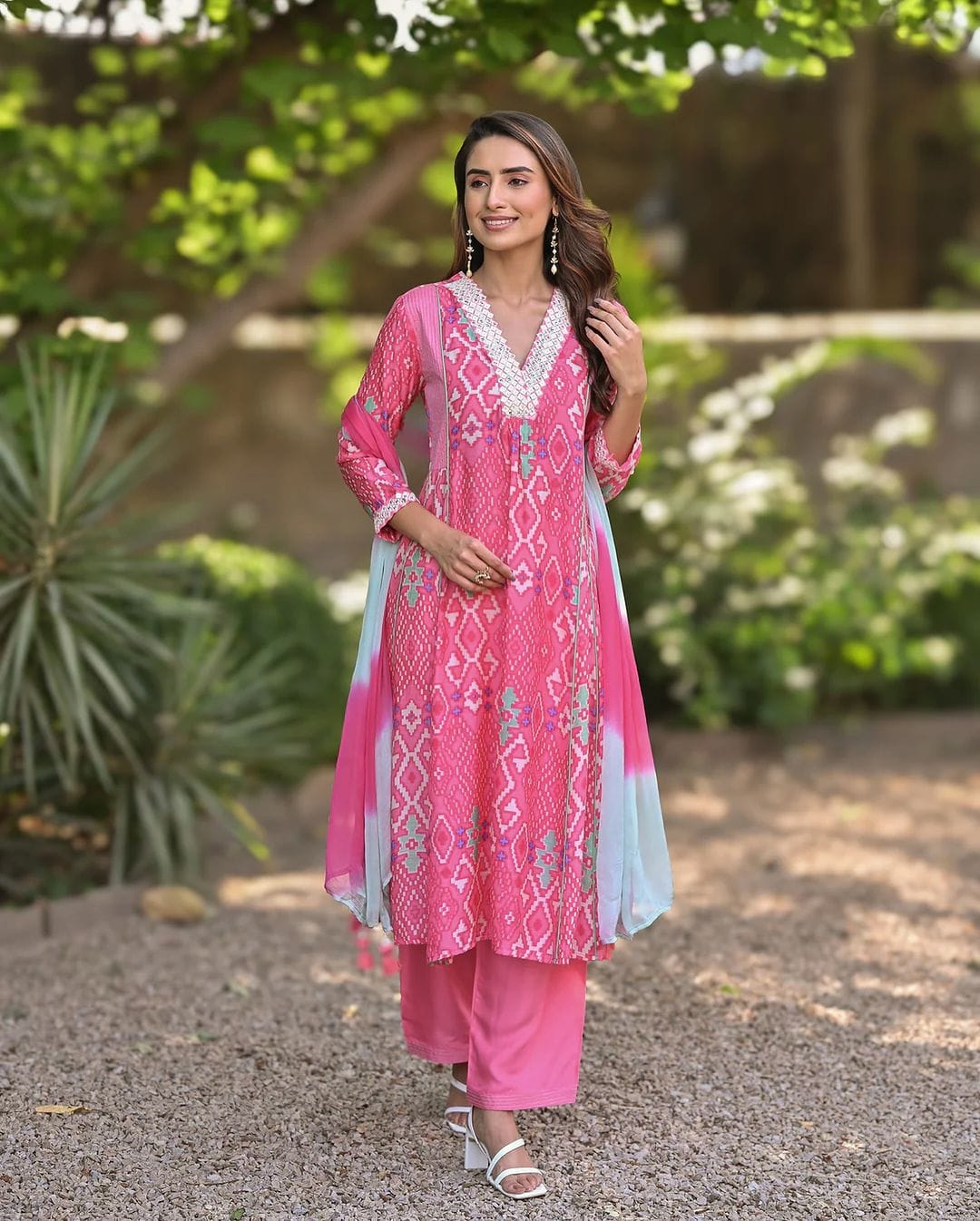 Anarkali Kurta Set With Saganeri  Print