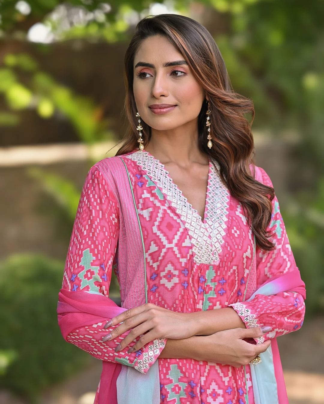Anarkali Kurta Set With Saganeri  Print