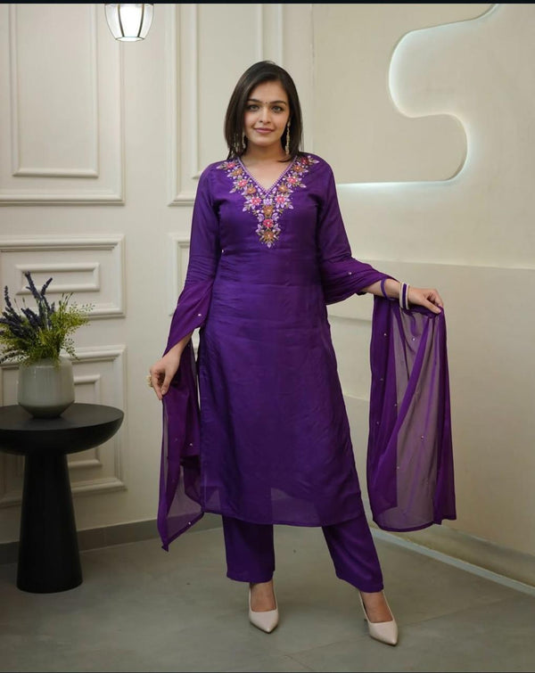 Beautiful Pure Cotton Super Dying Embroidery Suit Set