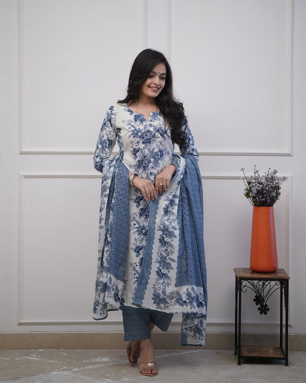 Beautiful Cotton Straight Suit In Amazing Print