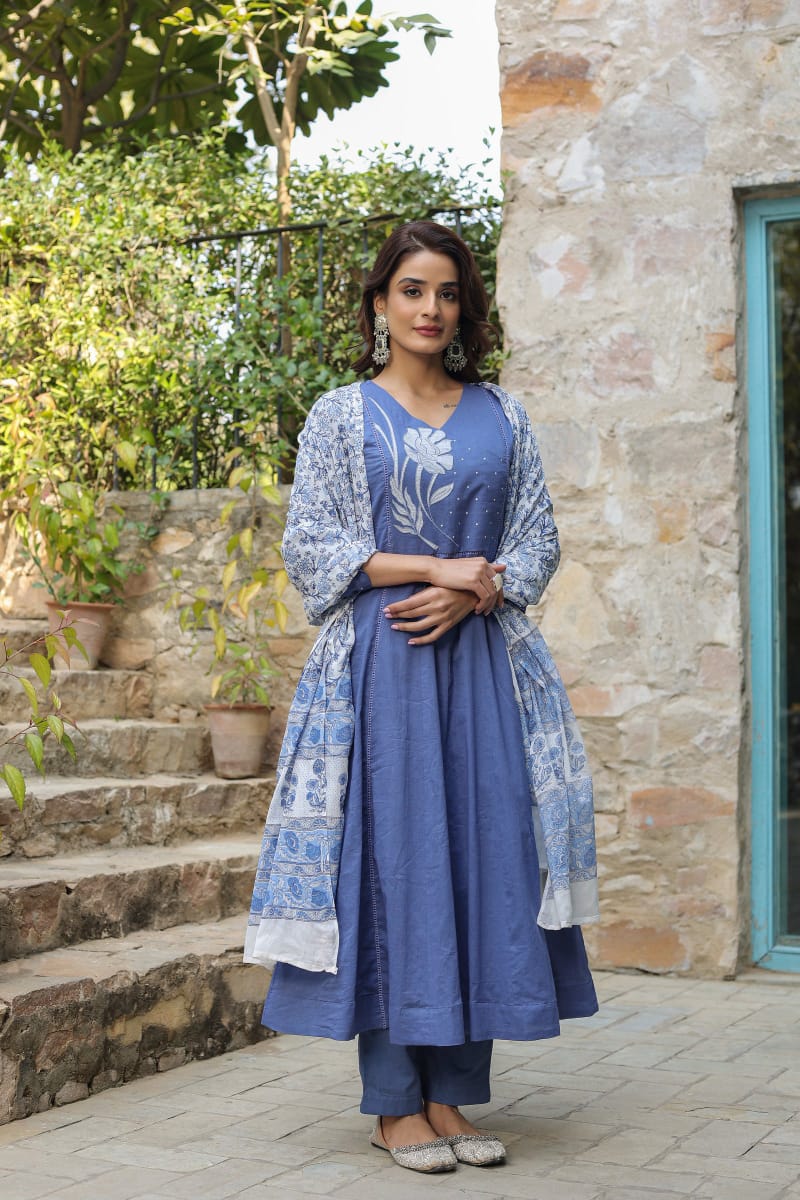 Look Stylish Bandage Cotton Kurta Pant & Duppata Set