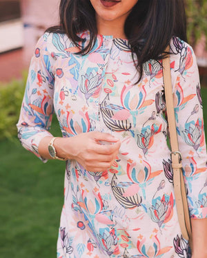 White Procin Print Cotton Co-Ord Set