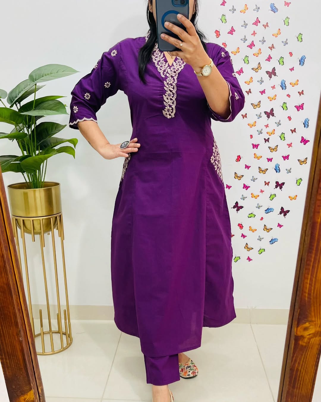 Designer Top Pant Set With Embroidery Work Side Pockets