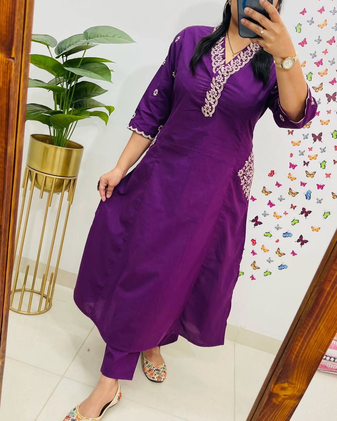 Designer Top Pant Set With Embroidery Work Side Pockets