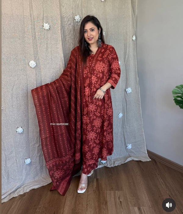 Pure Cotton Kurta Pant Dupatta Set For Women 3ps Ethnic Outfit