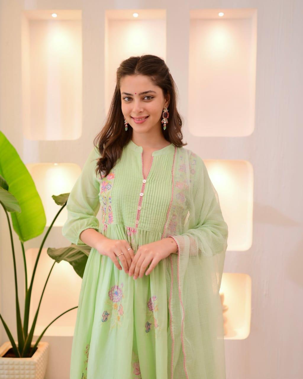 Cotton Taj Embroidered Suit Set with Dupatta | Nayu Fashions