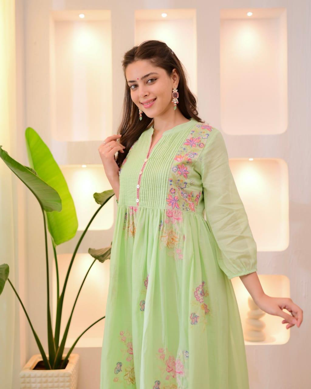 Cotton Taj Embroidered Suit Set with Dupatta | Nayu Fashions