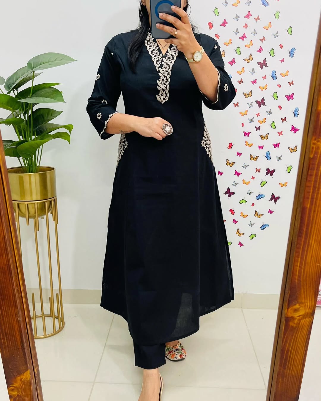 Designer Top Pant Set With Embroidery Work Side Pockets