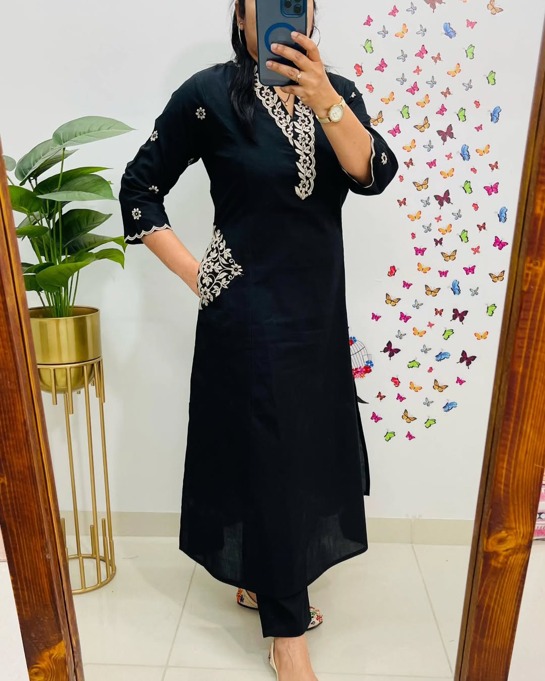 Designer Top Pant Set With Embroidery Work Side Pockets