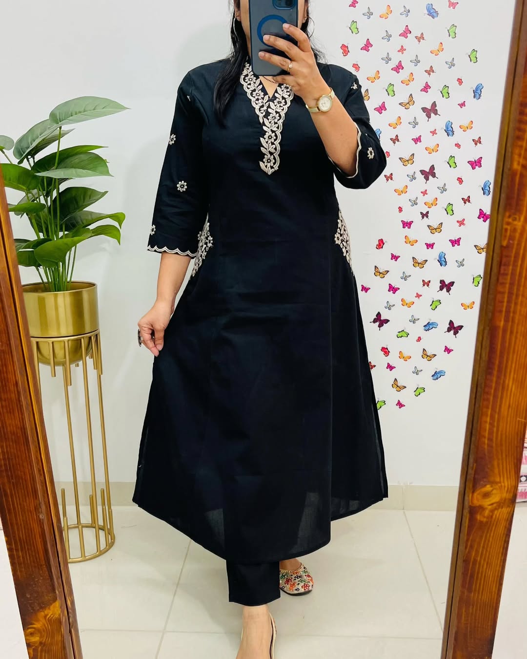 Designer Top Pant Set With Embroidery Work Side Pockets
